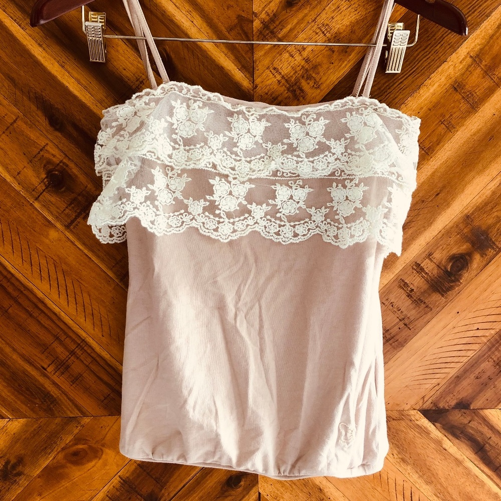 Nude blouse with lace details